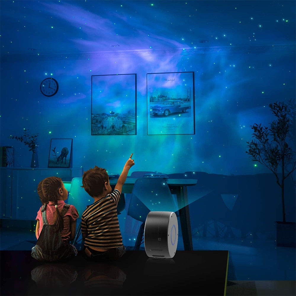 Colorful Starry Sky Galaxy Projector Light Rotating Water Waving Night Light Voice Control Romantic bedroom mini projector 七彩星空銀河旋轉聲控迷你投影儀