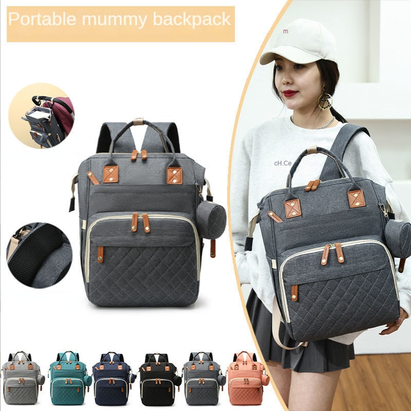 Fashion Baby Diaper Backpack Bag Mummy Maternity Solid Nappy Bag for Stroller Baby Backpack Bags for Mom Diaper Bag Organizer 時尚嬰兒尿布背包 + 嬰兒床