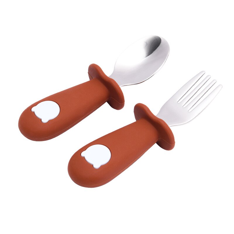Baby Gadgets Tableware Set Children Utensil Stainless Steel Toddler Dinnerware Cutlery Cartoon Infant Food Feeding Spoon Fork