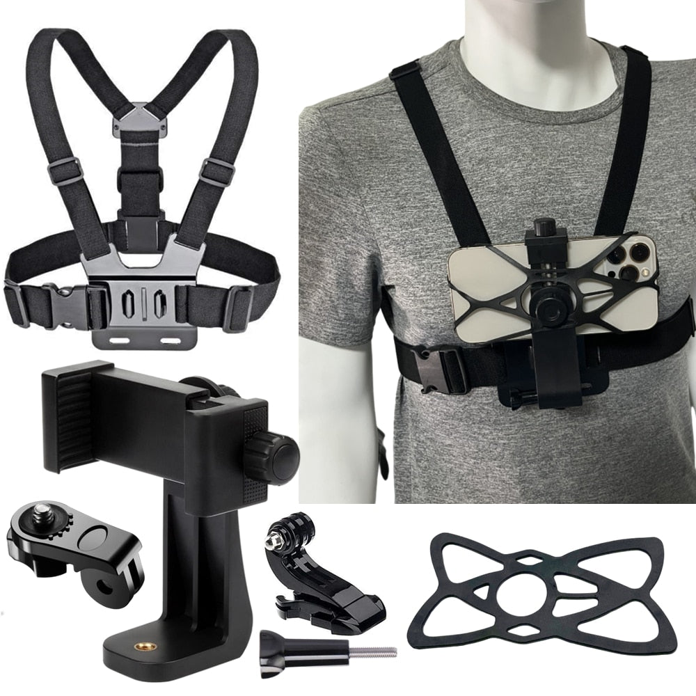 Phone Chest Mount Strap Belt Harness For Mobile Cell Phone Clip Holder For iPhone 13 Xiaomi Samsung Gopro Hero accesorios