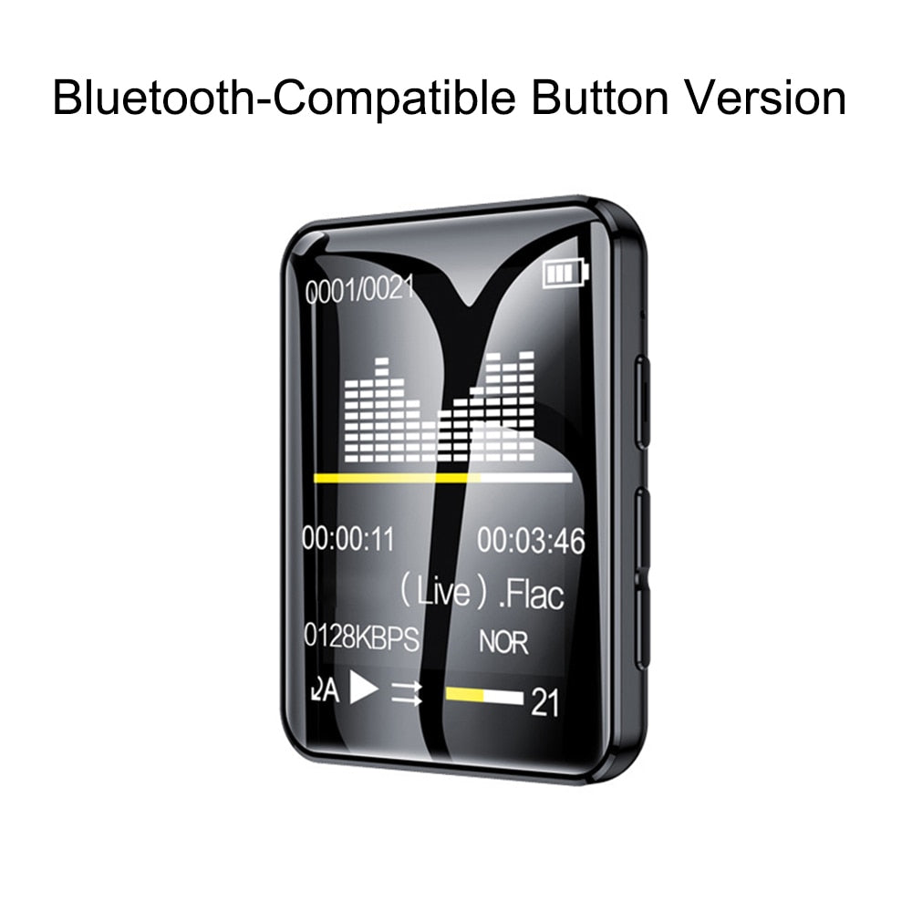 New Full Screen Bluetooth-Compatible 5.0 Mp4 Video Player Portable Sport Stereo Music MP3 Player FM Radio E-book Audio Recording