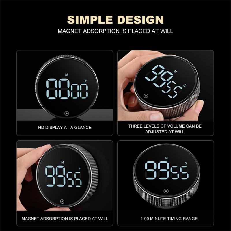 LED Digital Kitchen Timer For Cooking Shower Study Stopwatch Alarm Clock Magnetic Electronic Cooking Countdown Time Timer New LED 磁性電子廚房烹飪計時器