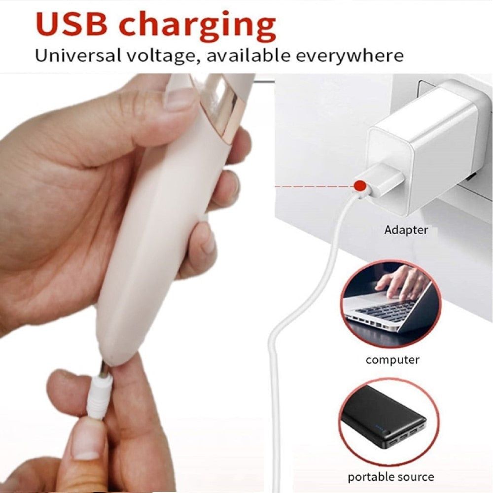 Electric Foot File Grinder Dead Dry Skin Callus Remover USB Rechargeable Feet Pedicure Tool With 2 Replaceable roller heads 電動腳部乾死皮打磨去除器+可更換滾輪頭2個套裝
