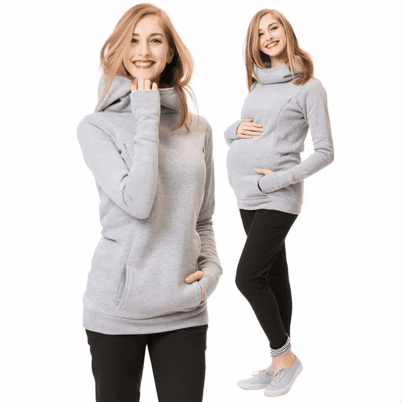 Maternity Sweatshirt Women Nursing Maternity Long Sleeves Hooded Breastfeeding Hoodies Autumn And Winter Pregnant Hooded Sweater 秋冬孕婦及哺乳設計連帽長袖衛衣