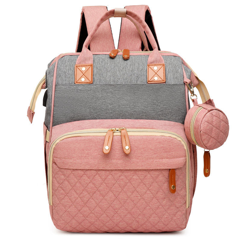 Fashion Baby Diaper Backpack Bag Mummy Maternity Solid Nappy Bag for Stroller Baby Backpack Bags for Mom Diaper Bag Organizer 時尚嬰兒尿布背包 + 嬰兒床