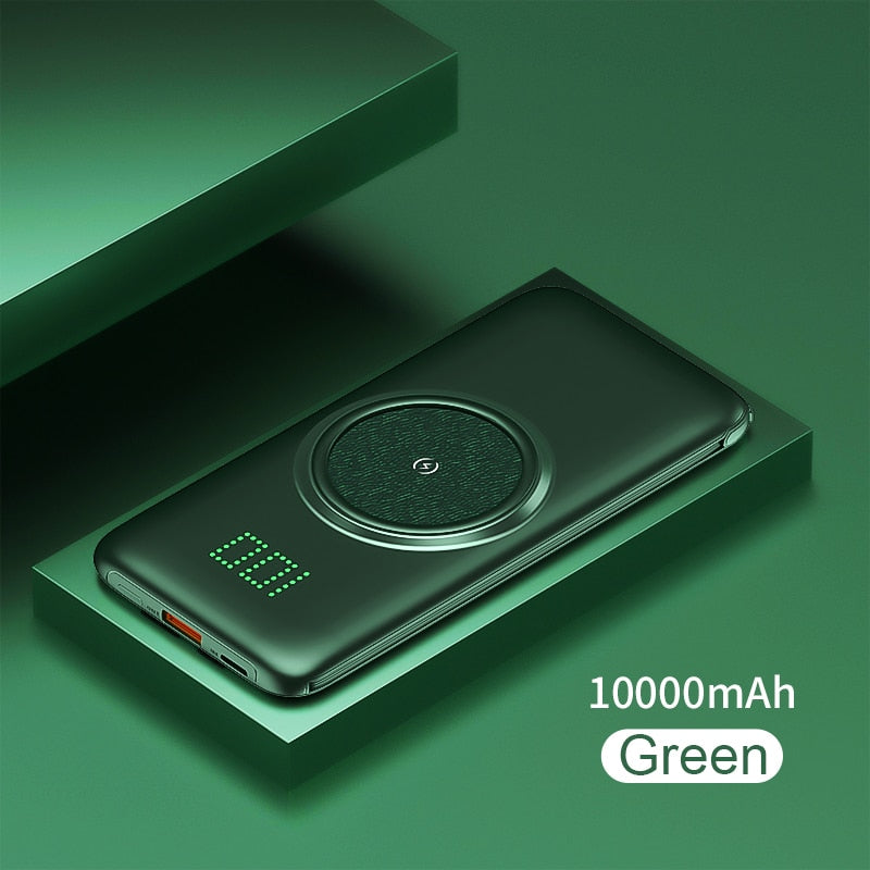 20000mAh Wireless Charger Power Bank Built-in 4 Cables 10000mAh Powerbank Portable External Battery Charger For iPhone