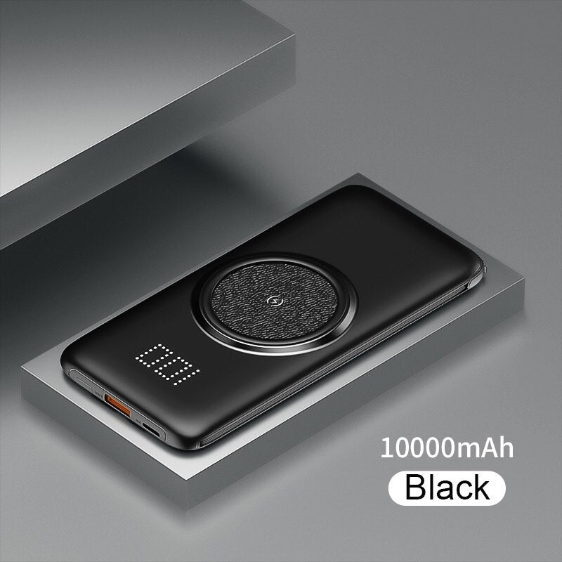 20000mAh Wireless Charger Power Bank Built-in 4 Cables 10000mAh Powerbank Portable External Battery Charger For iPhone
