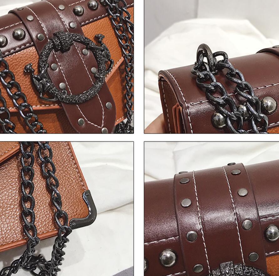 European Fashion Female Square Bag 2023 New Quality PU Leather Women's Designer Handbag Rivet Lock Chain Shoulder Messenger bags