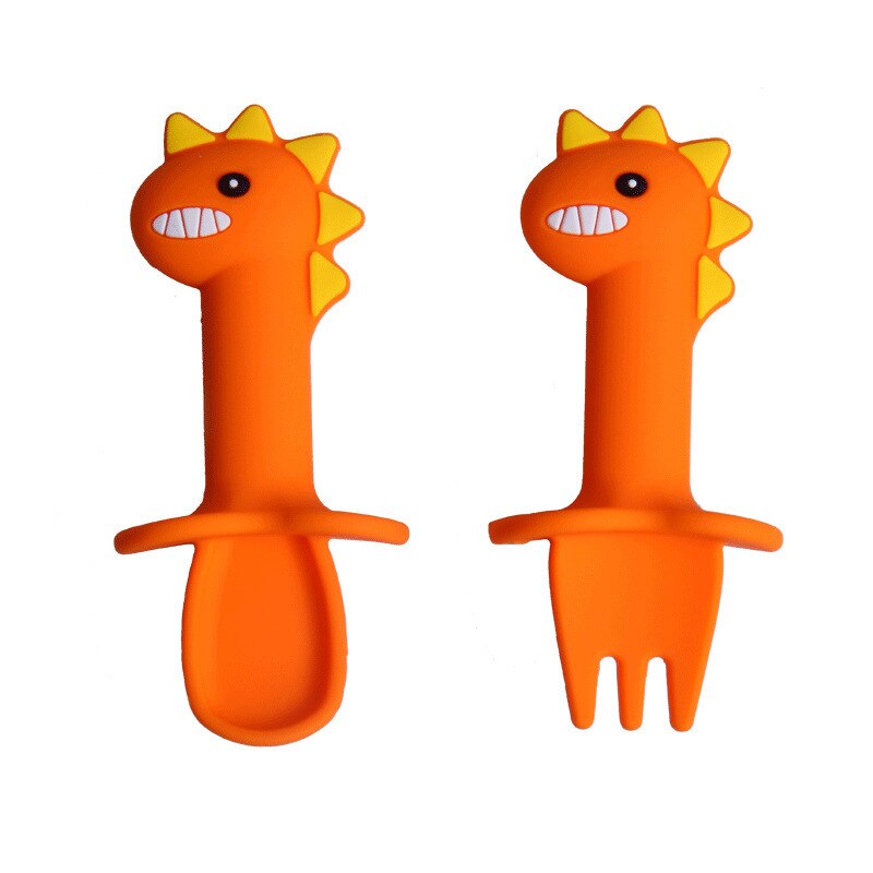 Baby Gadgets Tableware Set Children Utensil Stainless Steel Toddler Dinnerware Cutlery Cartoon Infant Food Feeding Spoon Fork