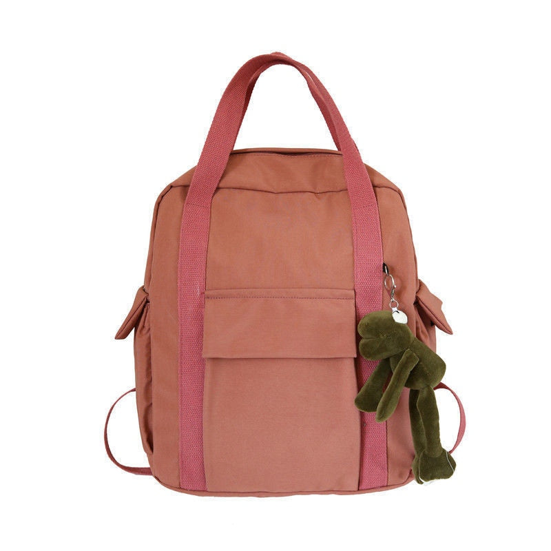 New Solid Color Women's Waterproof Nylon Backpack Simple School Bag For Teenage Girl Shoulder Travel Bag School Backpack