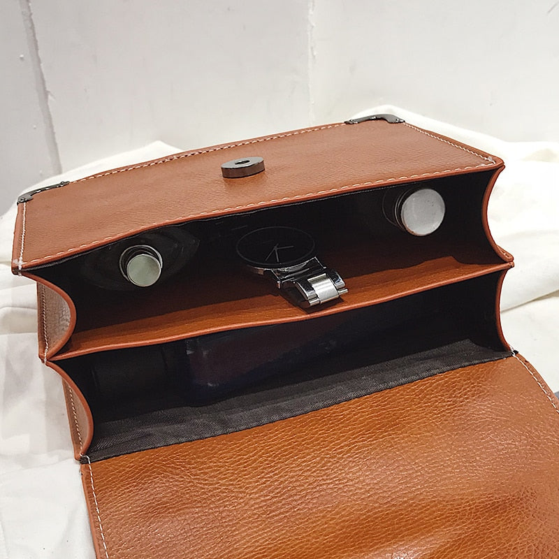 European Fashion Female Square Bag 2023 New Quality PU Leather Women's Designer Handbag Rivet Lock Chain Shoulder Messenger bags