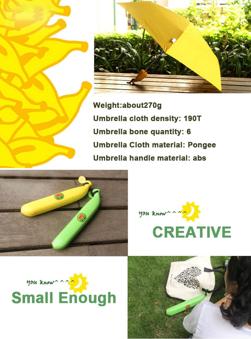 Banana Cute Umbrella Can Be Used As A Novelty Kids Gift Protection Windproof Folding Umbrella Gift 可愛香蕉造型折疊式雨傘