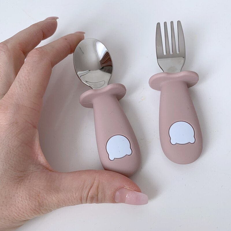 Baby Gadgets Tableware Set Children Utensil Stainless Steel Toddler Dinnerware Cutlery Cartoon Infant Food Feeding Spoon Fork