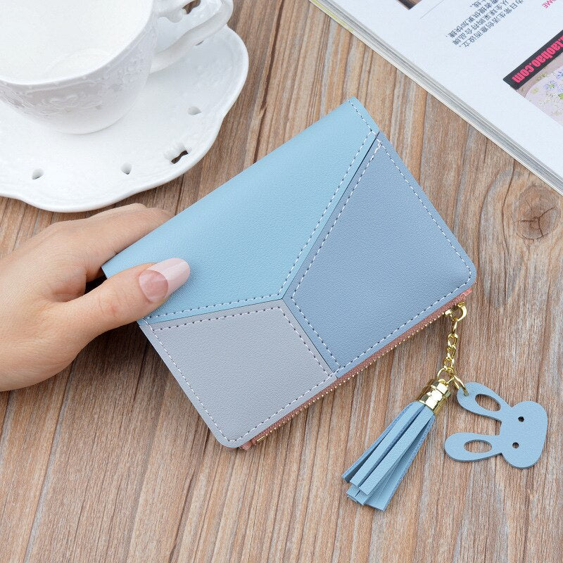 Geometric Women Cute Pink Wallets Pocket Purse Card Holder Patchwork Wallet Lady Female Fashion Short Coin Burse Money Bag 時尚幾何圖案設計零錢包