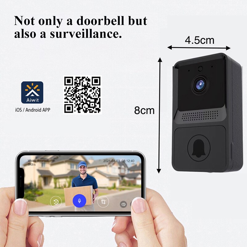 Wireless Doorbell WiFi Outdoor HD Camera Security Door Bell Night Vision Video Intercom Voice Change For Home Monitor Door Phone 無線WiFi高清攝像頭防盜門鈴