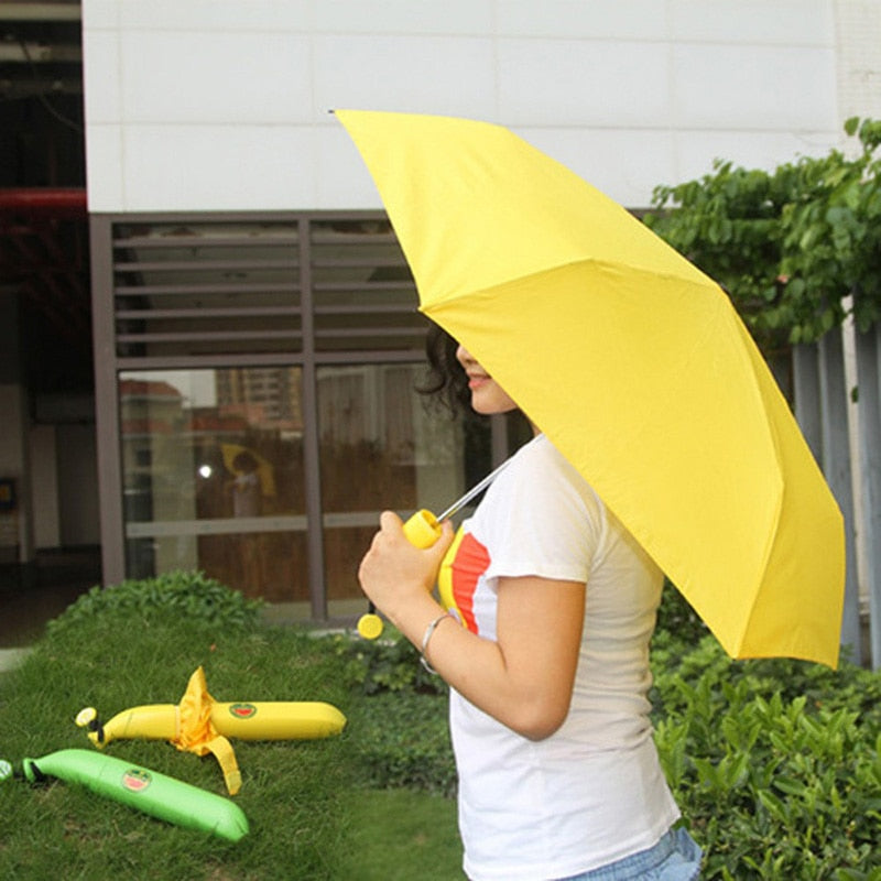 Banana Cute Umbrella Can Be Used As A Novelty Kids Gift Protection Windproof Folding Umbrella Gift 可愛香蕉造型折疊式雨傘