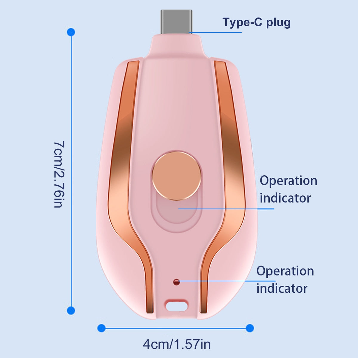 New Keychain Portable Charger Compatible with Android 1500mAh Durable Key Chain Phone Charger Type-C Mini Power Emergency