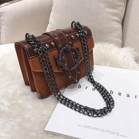 European Fashion Female Square Bag 2023 New Quality PU Leather Women's Designer Handbag Rivet Lock Chain Shoulder Messenger bags
