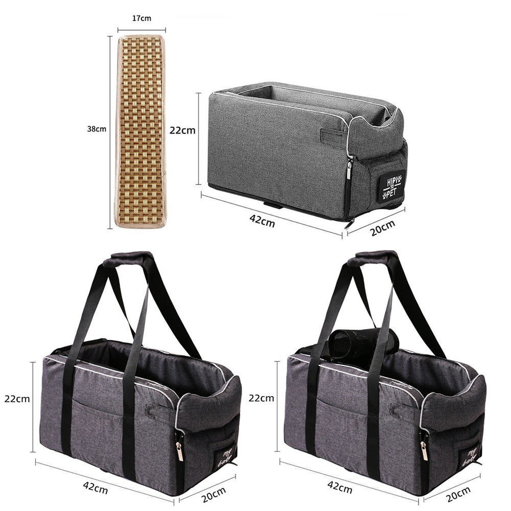 Portable Cat Carrier Bag Car Seat Pet Cat Bed Travel Central Control Non Slip Universal Vehicle Armrest Box Pet Cat Carrier Seat