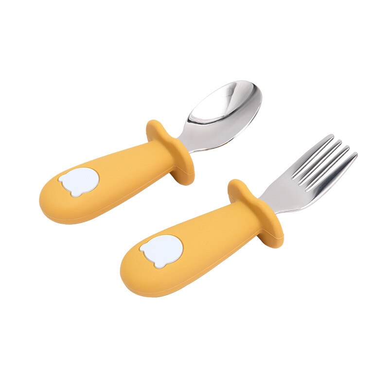 Baby Gadgets Tableware Set Children Utensil Stainless Steel Toddler Dinnerware Cutlery Cartoon Infant Food Feeding Spoon Fork