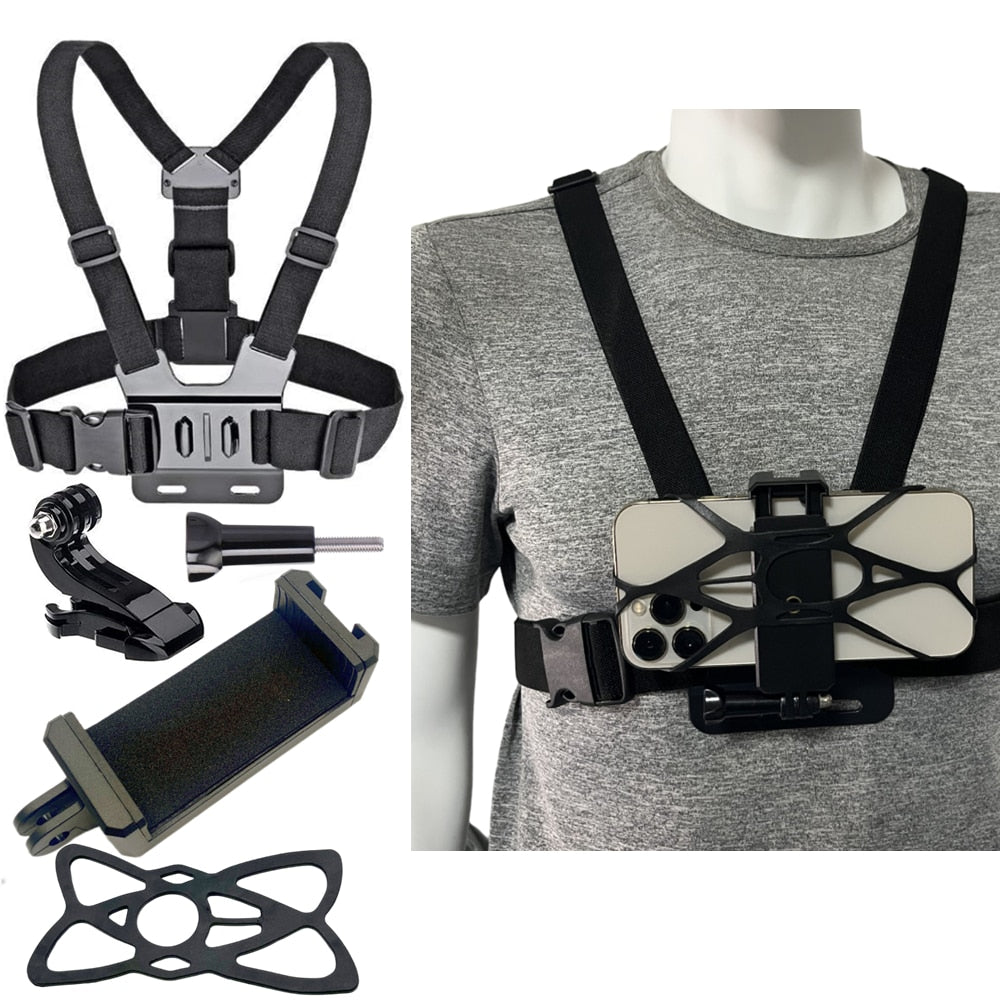 Phone Chest Mount Strap Belt Harness For Mobile Cell Phone Clip Holder For iPhone 13 Xiaomi Samsung Gopro Hero accesorios