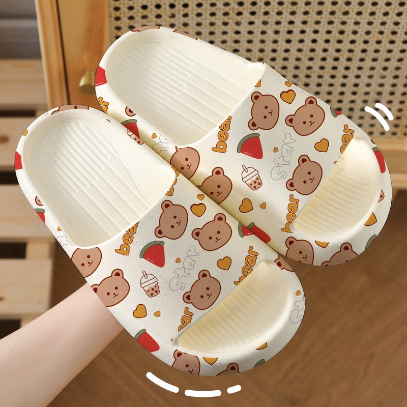 Graffiti Women Slippers Summer Slide Cartoon Shoes EVA Outdoor Women Slides Soft Thick Soled Non-slip Pool Indoor Home Slippers 塗鴉夏季女裝軟厚底防滑拖鞋