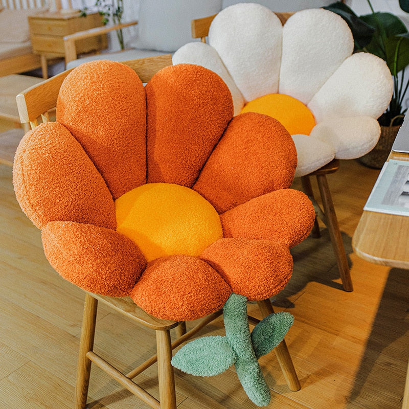 Flower Pillow Office Chair Lumbar Back Cushion 2022 Cute Plush Sofa Throw Pillows Soft Elastic Decor Cushions Butt Relaxing Pad