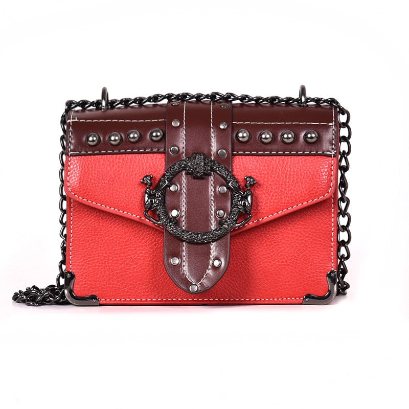 European Fashion Female Square Bag 2023 New Quality PU Leather Women's Designer Handbag Rivet Lock Chain Shoulder Messenger bags