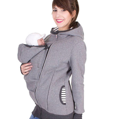 Autumn Winter Kangaroo Coat Maternity Clothing Plus Size Pregnancy Sweater Premama Baby Carrier for 0-12 Months Pregnant Hoodies 秋冬袋鼠裝孕婦大碼毛衣 (適合抱戴 0-12 個月嬰兒)