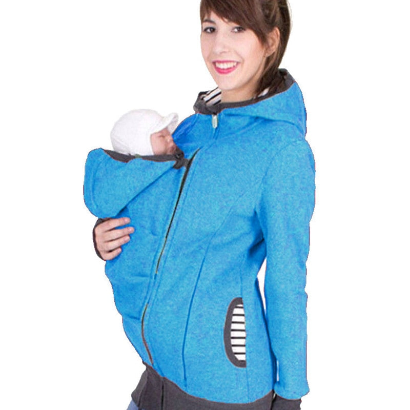 Autumn Winter Kangaroo Coat Maternity Clothing Plus Size Pregnancy Sweater Premama Baby Carrier for 0-12 Months Pregnant Hoodies 秋冬袋鼠裝孕婦大碼毛衣 (適合抱戴 0-12 個月嬰兒)