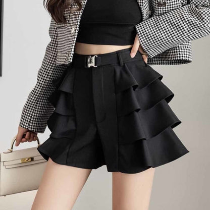 Women Shorts High Waist Black Wide Leg Shorts Skirts Fashion All Match Loose Ladies Shorts Autumn Spring 2022 New 女裝時尚高腰黑色闊腿半身裙褲