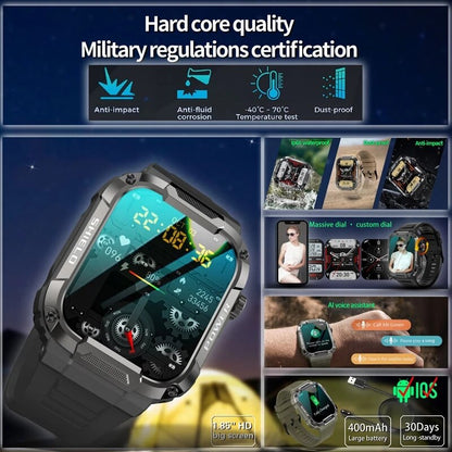 2023 New Full Touch Smartwatch For Android Xiaomi Blood Pressure Oxygen Fitness Watch 5 Atm Waterproof Smart Watch Men Military 2023 新款安卓全觸控防水智能手錶 (測量血壓氧及氣壓)