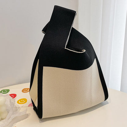 1Pcs/Lot 20*35cm 3 Styles New Japanese Knitting HandBag 2022 Best Selling Fashion Splicing Contrast Color Bag 時尚日系拼接撞色針織手提包