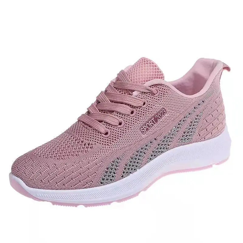 Running Shoes Ladies Breathable Sneakers Summer Light Mesh Air Cushion Women's Sports Shoes Outdoor Lace Up Training Shoes 時尚女裝透氣網面跑步鞋