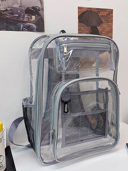 Backpack Waterproof Transparent School Bag Girl Large Capacity Backpack Solid Clear Backpack Men Fashion Transparent Plastic Bag 時尚防水透明塑料背包