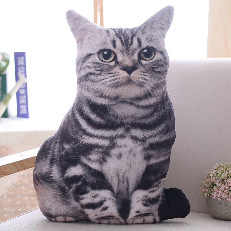 1PCS 50CM 3D Simulation Cat Plush Stuffed Soft Pillow Cute Lifelike Dog Sofa Bedroom Cushion Kids Toys Home Decoration Gifts 50厘米3D仿真貓狗毛絨柔軟枕頭