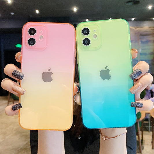 Gradient Clear Watercolor Phone Case For iPhone 13 12 14 Pro Max 11 Pro Max XS Max XR X 7 8 Plus Coque Soft TPU Cover