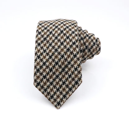 High Quality Classic Stripe Paild Wool Ties Black Grey Handmade Thick 7cm Width Men Neck Ties Slim Cashmere Casual Tie Accessory 高質經典條紋羊絨休閒領帶