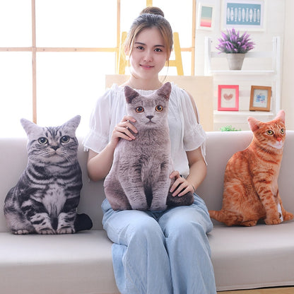 1PCS 50CM 3D Simulation Cat Plush Stuffed Soft Pillow Cute Lifelike Dog Sofa Bedroom Cushion Kids Toys Home Decoration Gifts 50厘米3D仿真貓狗毛絨柔軟枕頭