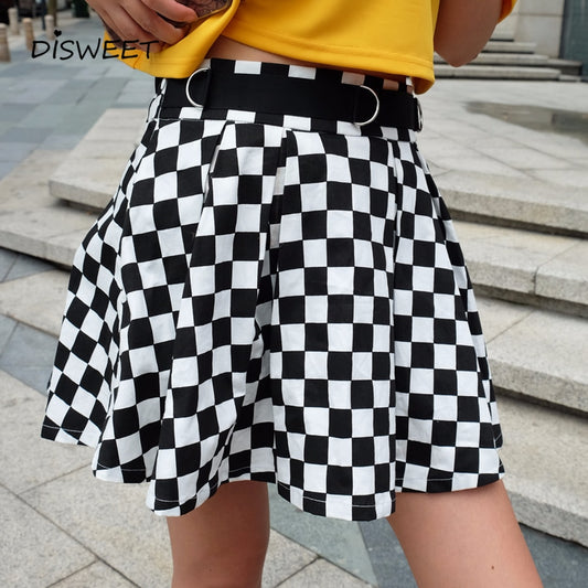 Disweet Pleated Plaid Skirts Womens High Waisted Checkered Skirt Harajuku Dancing Korean Style Sweat Short Mini Skirts Female
