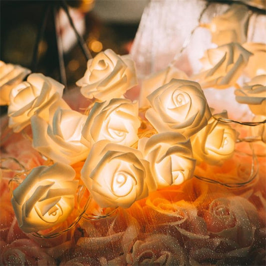 3M 20 LED Rose Flower String Lights Garland Artificial Flower Bouquet String Lamp for Valentine's Day Wedding Party Home Decor