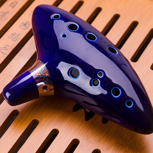 Ocarina Ceramic Legend Of 12 Holes Ceramic Alto C Ocarina Flute Blue Inspired Time Musical Instrument For Beginner Accessories 精美12孔陶瓷陶笛C調 (適合初學者使用)