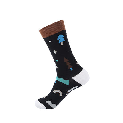 New Colorful Women & Men's Socks High Quality Harajuku Cotton Flower Pigeon Puzzle Wave Stripe Fish Skateboard Long Dress Sock