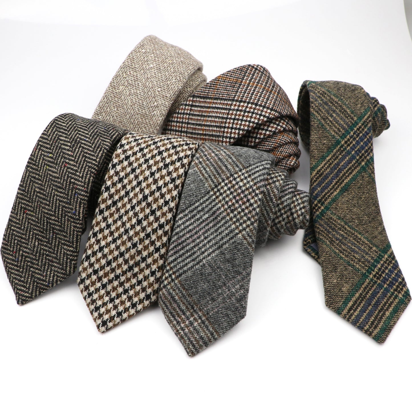 High Quality Classic Stripe Paild Wool Ties Black Grey Handmade Thick 7cm Width Men Neck Ties Slim Cashmere Casual Tie Accessory 高質經典條紋羊絨休閒領帶