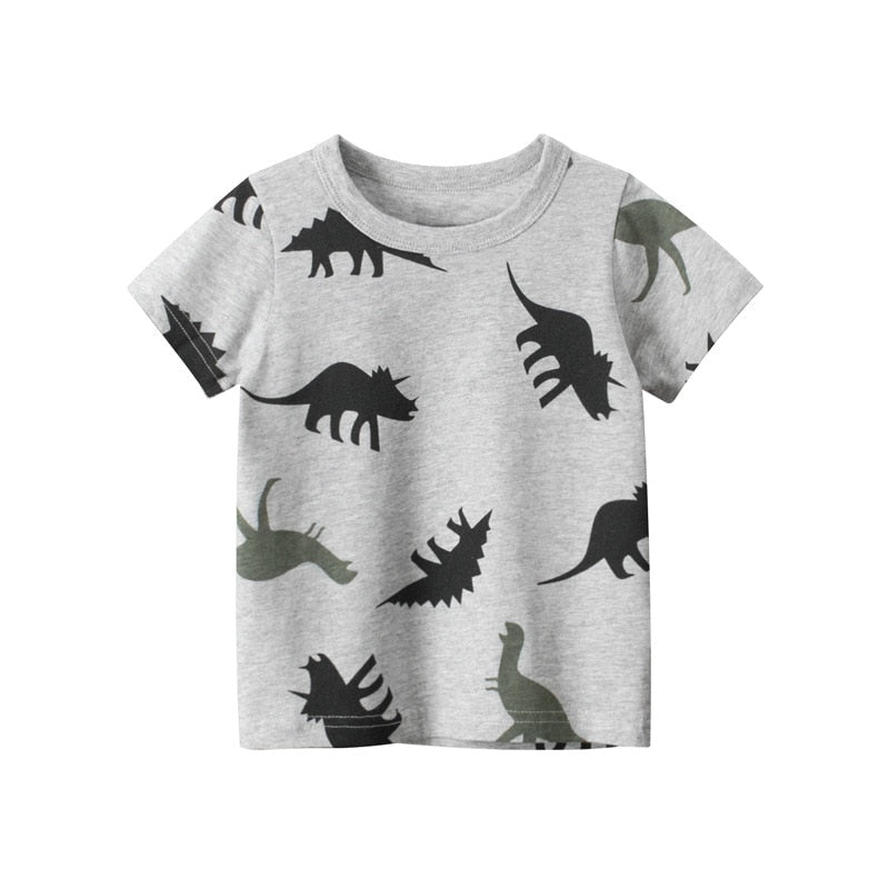 Children T-shirt for Boy 2022 Animal Print Dinosaur Boys T Shirt for Girls Tops Cartoon Kids t shirt Clothes 5-14 Yrs