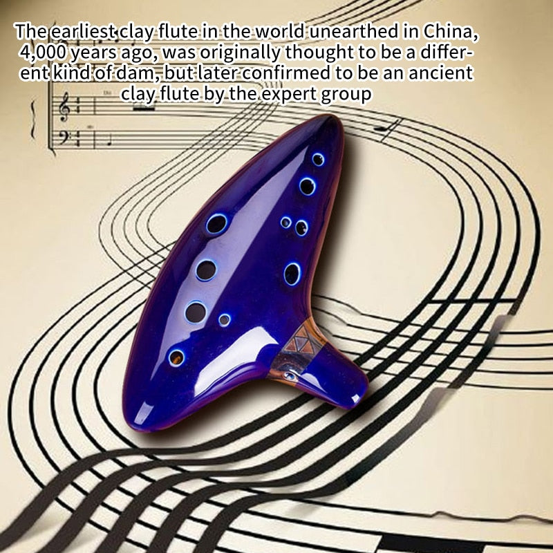 Ocarina Ceramic Legend Of 12 Holes Ceramic Alto C Ocarina Flute Blue Inspired Time Musical Instrument For Beginner Accessories 精美12孔陶瓷陶笛C調 (適合初學者使用)