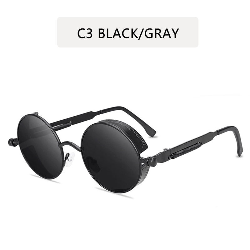 Classic Gothic Steampunk Sunglasses Sun Glasses Men Women Brand Designer Vintage Round Glasses Fashion Driving Goggle UV400 經典歌德式復古太陽眼鏡