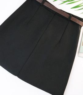 2023 Spring New Arrival Vintage Temperament High Waist A-line Office Skirts Womens With Belt Woolen Mini Skirt Free Shipping