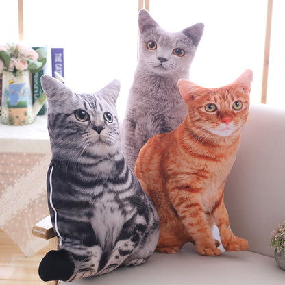 1PCS 50CM 3D Simulation Cat Plush Stuffed Soft Pillow Cute Lifelike Dog Sofa Bedroom Cushion Kids Toys Home Decoration Gifts 50厘米3D仿真貓狗毛絨柔軟枕頭