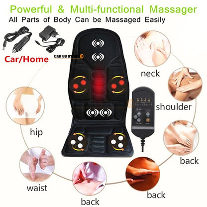 1 Set Car Home Whole Body Cervical Massager Massage Seat Cover Built-in 5 Vibrating Motors For Car Home Or Office Use Durable
